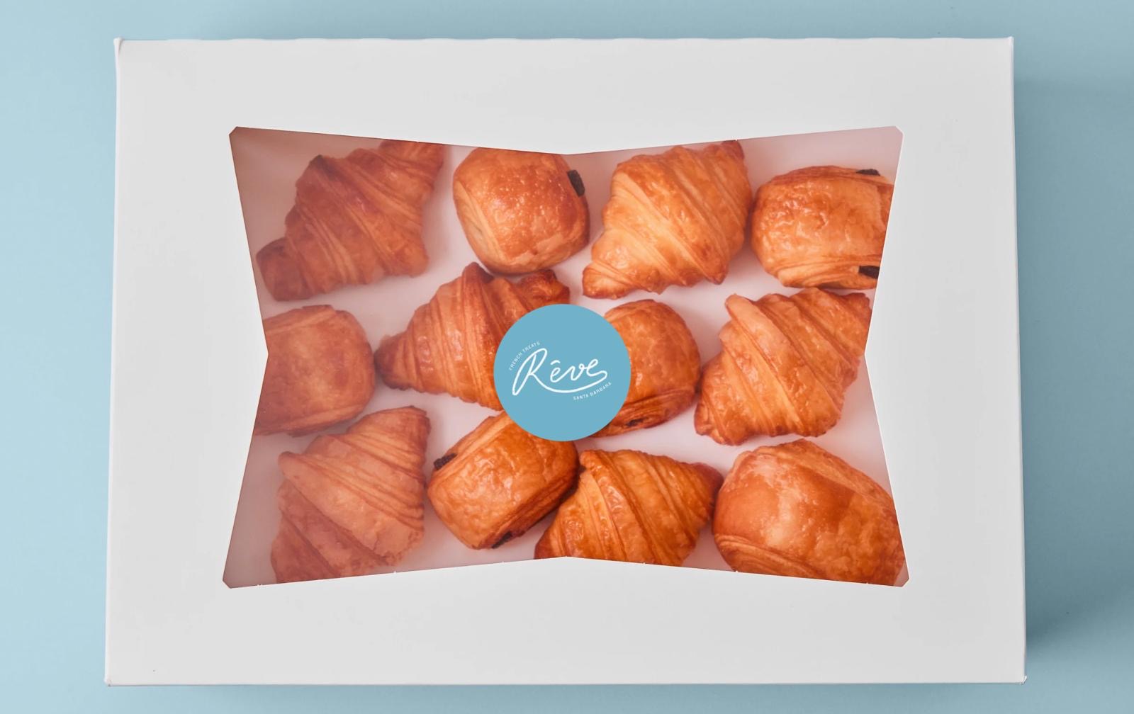 Box of 50 Miniature French Butter Croissants - Plain and Chocolate
